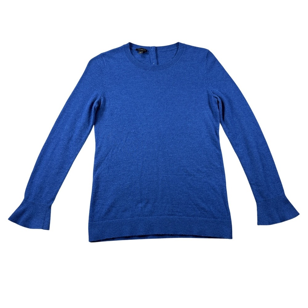 Talbots Sweater Womens XS Blue Long Sleeve Pullover Button Back Lambswool Blend